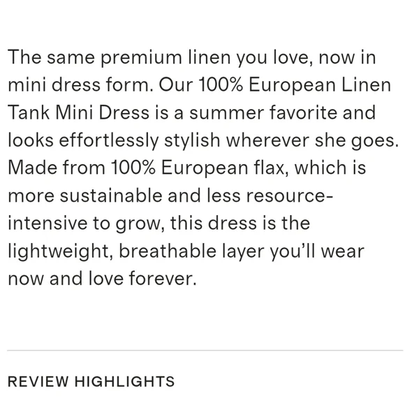 NWT Quince 100% European Linen Tank Dress-Black - Picture 7 of 8